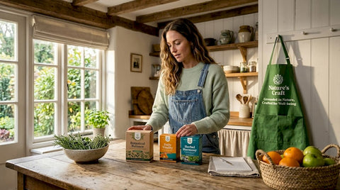 Woman comparing dietary supplement brands