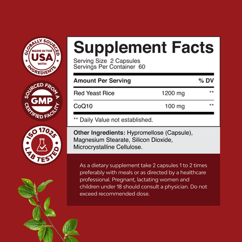 Red Yeast Rice + CoQ10 1200mg per serving