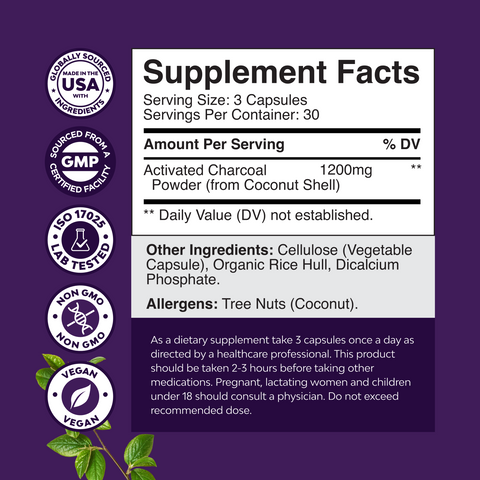 Activated Charcoal 1200mg per serving