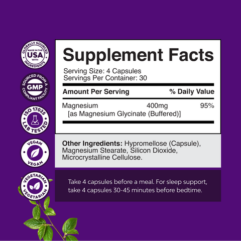 Magnesium Glycinate 400mg per serving