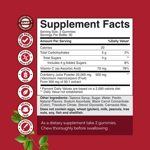 Cranberry Gummies 500mg per serving